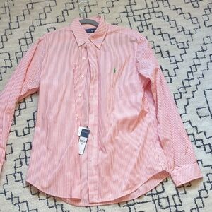Ralph Lauren Men’s M Orange and White Striped Button-Down Shirt